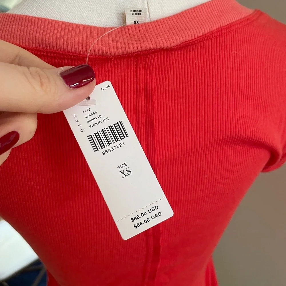 The Andie Scoop Neck by Pilcro Anthropologie NWT XS Pink Rose Top - Picture 5 of 6